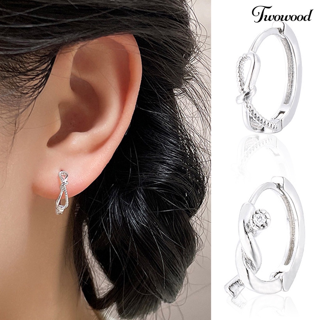 1 Pc Anting Hoop Hypoallergenic Bahan Tembaga Untuk Wanita