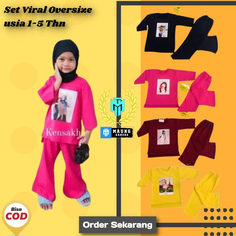 Set Viral Oversize1-5 Tahun Setelan Baju Anak