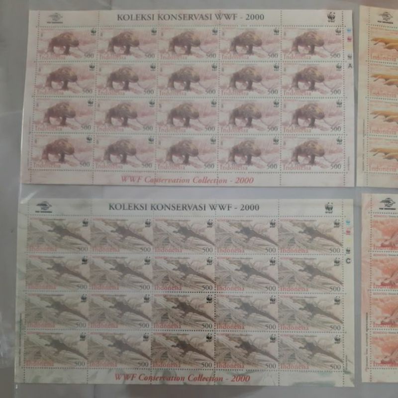 

Perangko Indonesia Komodo koleksi WWF 2000 4 full sheet 80 prangko