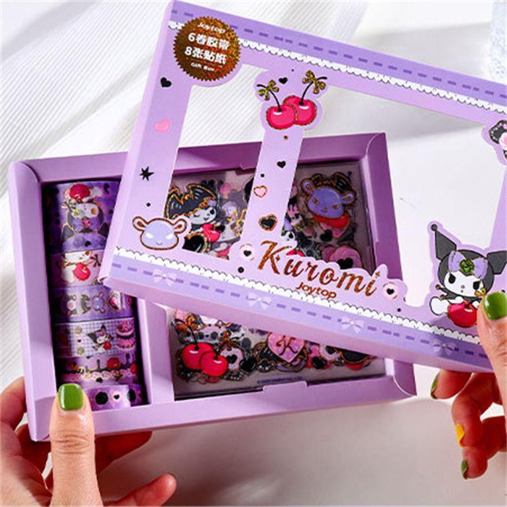 LANFY Kaset Kantor Perlengkapan Sekolah Office Home Kuromi Paper Stiker Stiker Untuk Hadiah Kado Dekorasi Tape Stiker