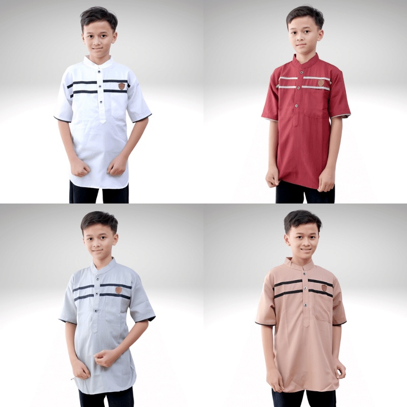 Baju Koko Anak Laki Laki Muslim Pakaian Anak Kurta Lengan Pendek Terbaru