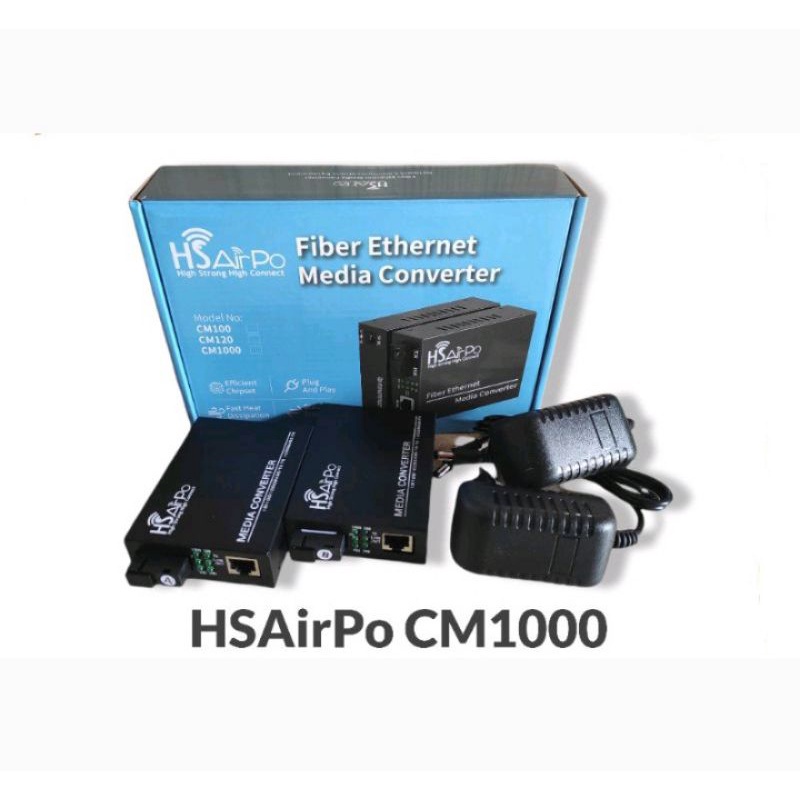 HSAirPo CM1000 1 Fo 1 Lan Media Converter Fiber Optik Gigabit 1Fo 1Lan HS AirPo CM1000 N1