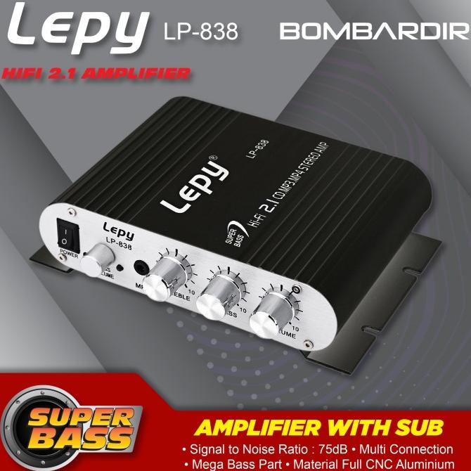 termurah Lepy LP-838 Mini Stereo Amplifier Subwoofer (Black)
