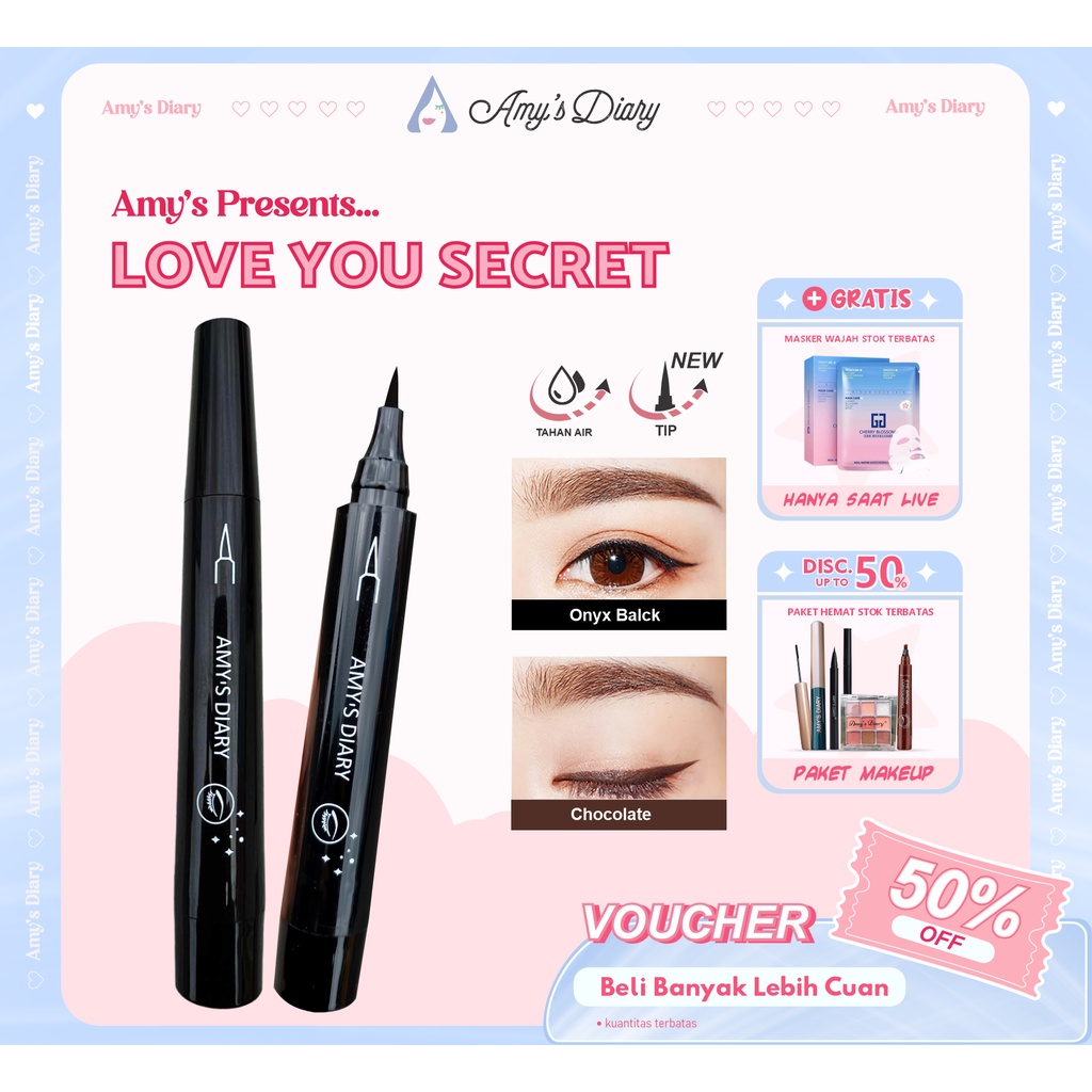 AMY'S DIARY Eyeliner Wing Star Super Slim Easy To Use Waterproof Tahan Lama