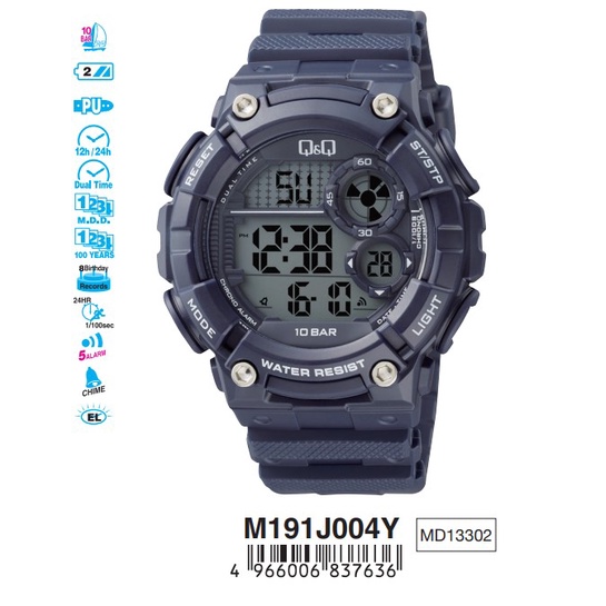 Sale 7.7 Jam Tangan Pria Casual Sporty Rubber Digital Original Q&amp;Q QnQ QQ M191 M191J Series