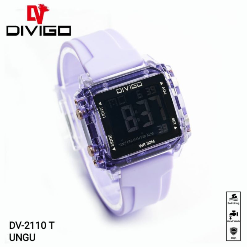 (Terima Cod)Jam Tangan Wanita/Pria Divigo Traspadan Digital Anti Air/Water Resist Strap Rubber/Karet