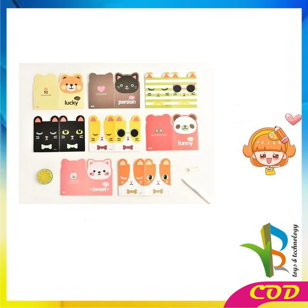 RB-A40 Buku Tulis Memo Kecil Mini Motif Karakter Kartun / Note Book Buku Catatan Kartun Berkuping Cartoon Mini Book