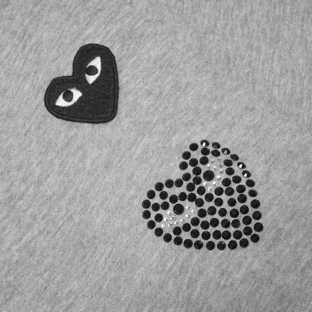 CDG Play Black Heart Beads Sweatshirt Grey