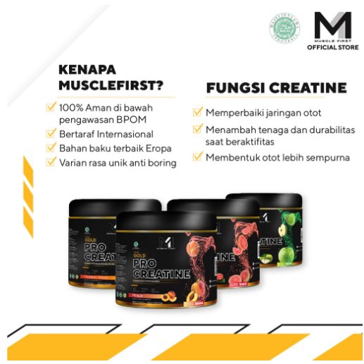 Muscle First Pro Gold Creatine M1 Pro Gold Creatine Sachet 7 Sachets Muscle First Penambah Masa Otot Meningkatkan Performa latihan