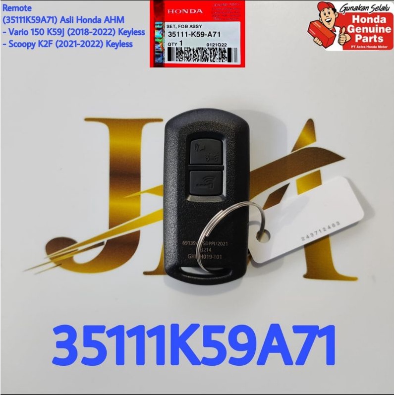 Remote Scoopy New 2021 Set Fob Assy Remote Vario 150 2018-2022 Ori Honda AHM