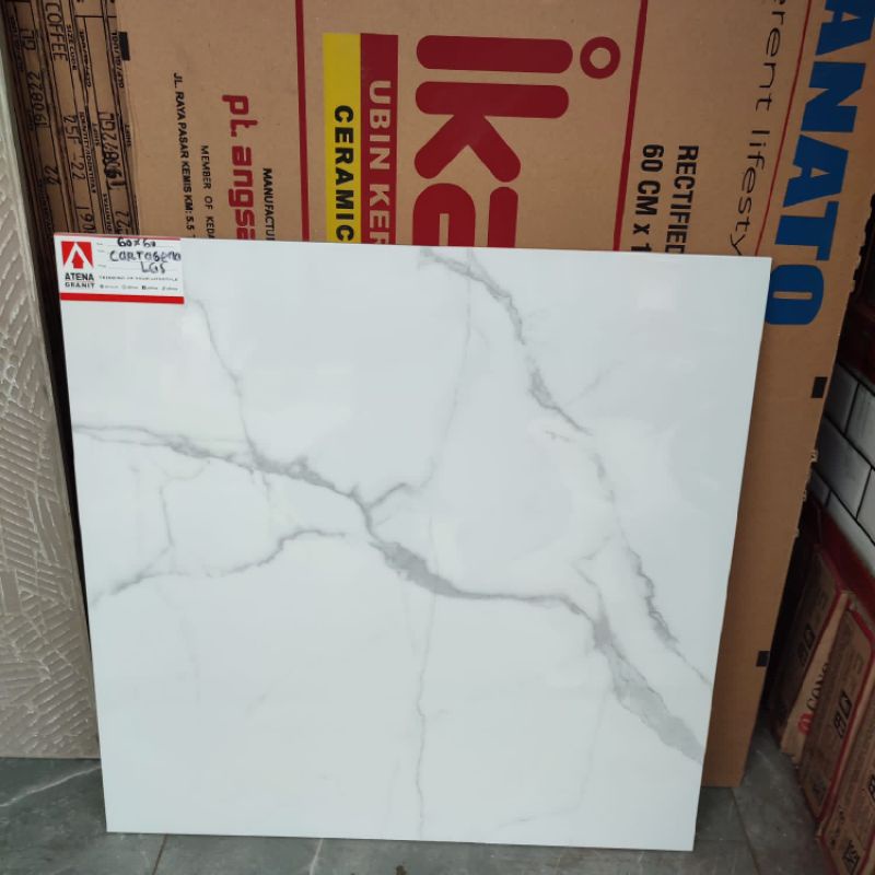 granit lantai dinding 60x60 putih motip carara