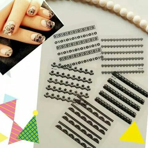 ISI 1 PACK NAIL ART 3D NAIL ART STICKER LACE BLACK HL