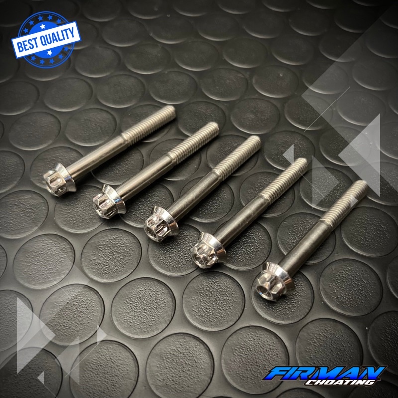 PROBOLT BAUT DUDUKAN PLAT NOMOR DEPAN F1ZR M6x50 DRAT 10 5CM 1 KUNCI &amp; 2 KUNCI (Harga 2 Biji)