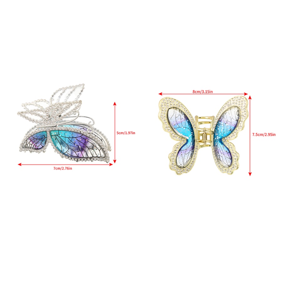Jepit Rambut Bentuk Kupu-Kupu Aksen Kristal Berlian Imitasi Bahan Alloy Gaya Korea Untuk Wanita