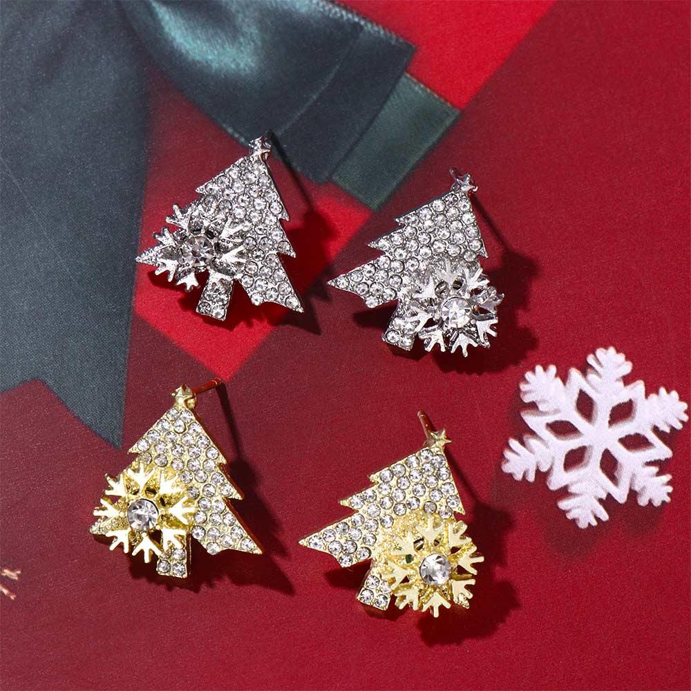 Mxbeauty Anting Pohon Natal Mewah Gaya Korea Anting Hadiah Anting Menjuntai Yang Dapat Diputar Snowflake Gadis Wanita Anting Pejantan