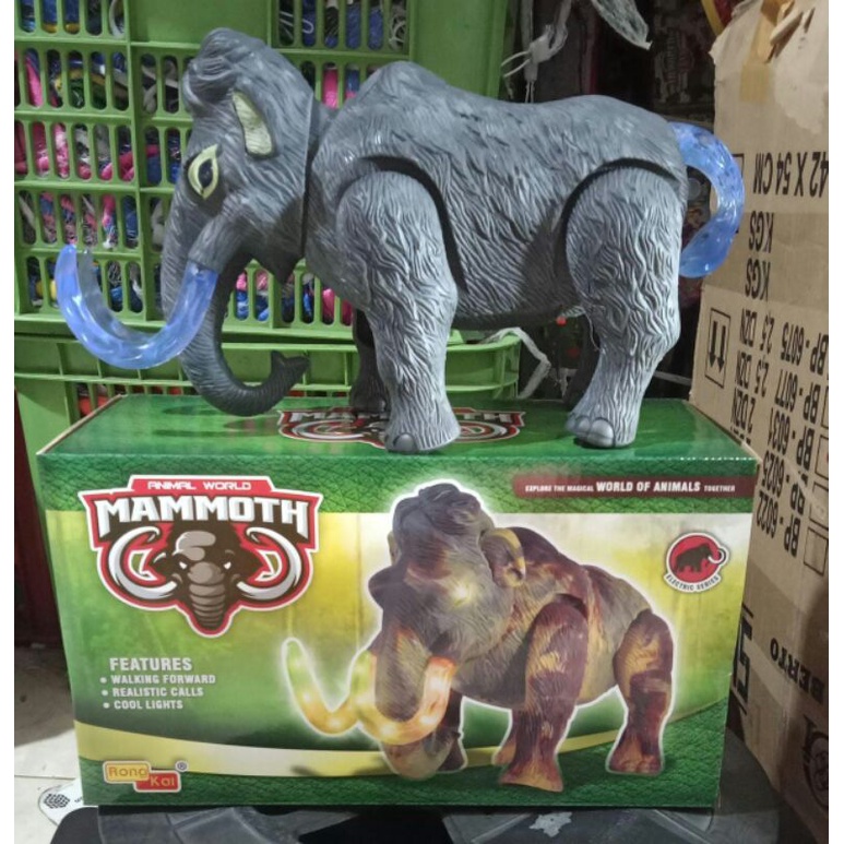 MAINAN GAJAH MAMMOTH BERJALAN, ADA SUARA GAJAH DAN LAMPU, mainan EDUKATIF ANAK.