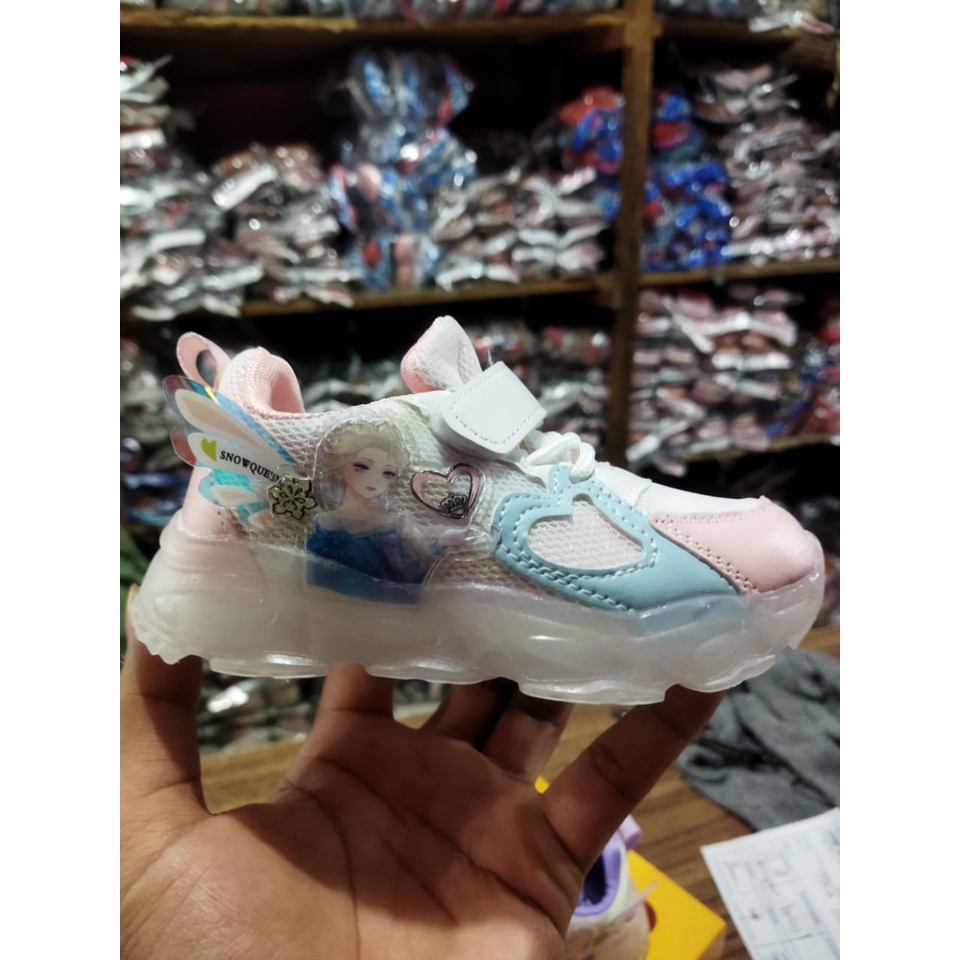 Sepatu Sneaker Anak Perempuan Motif Princess  Import Youth Balance J2215-1 (21-30) Sepatu LED Terbaru