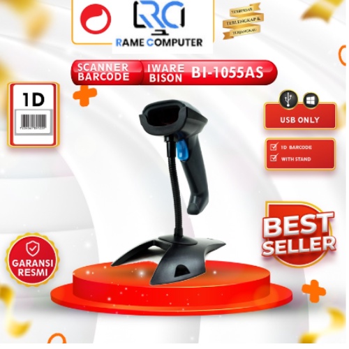 BISON POS BI-1055AS 1D Barcode Scanner Automatic With Stand Trigger auto scan