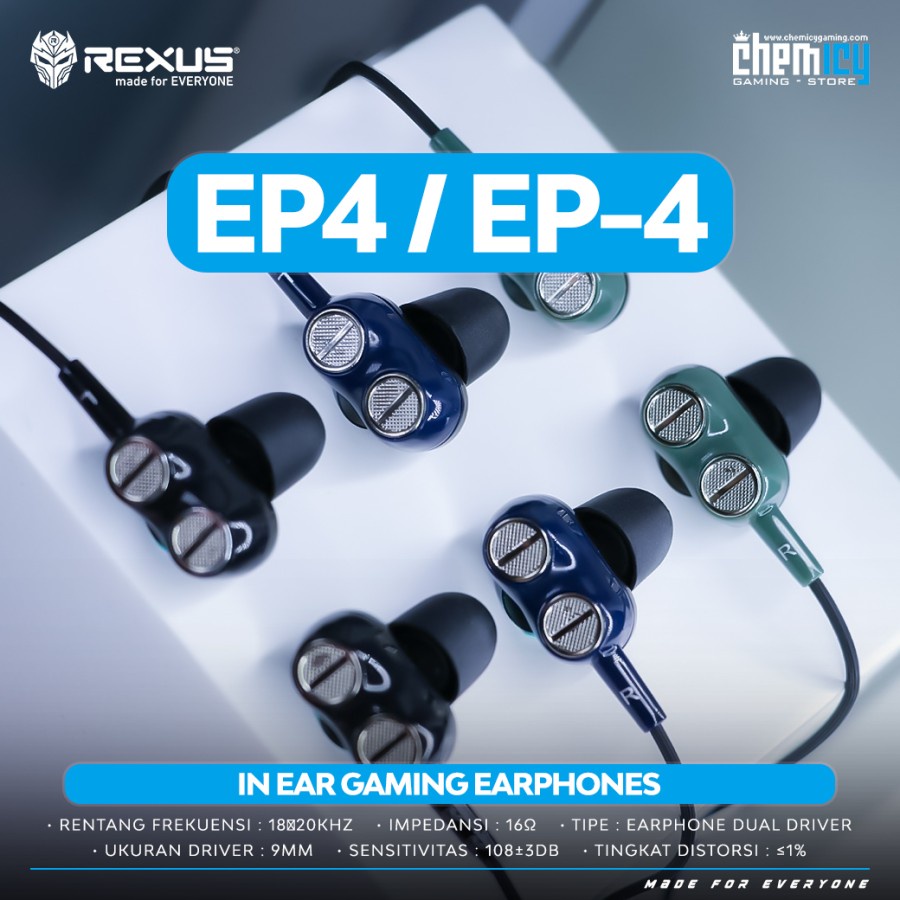 Rexus EP4 / EP-4 In-Ear Gaming Earphone with Mic