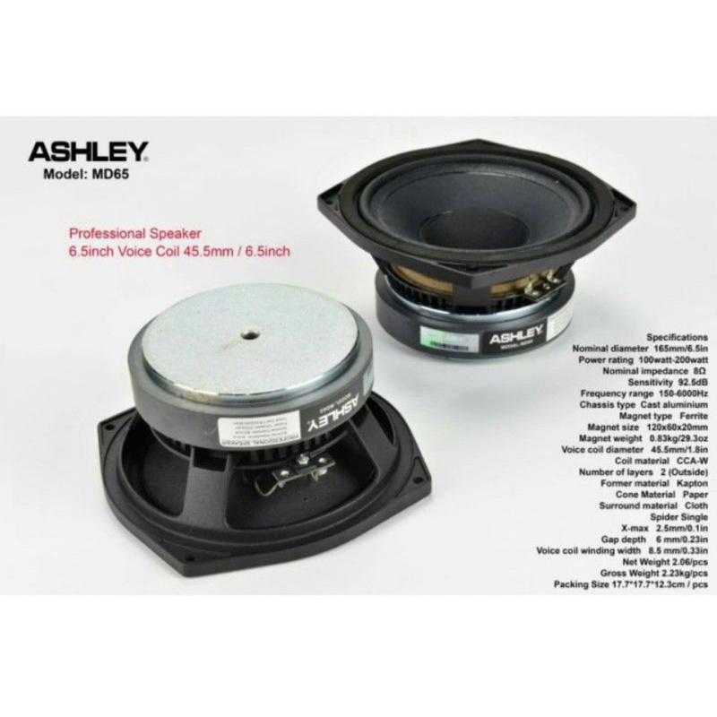 speaker ashley MD65 MD 65 6inch speaker component ORIGINAL(COD) speaker componen 6.5inch ashley md65