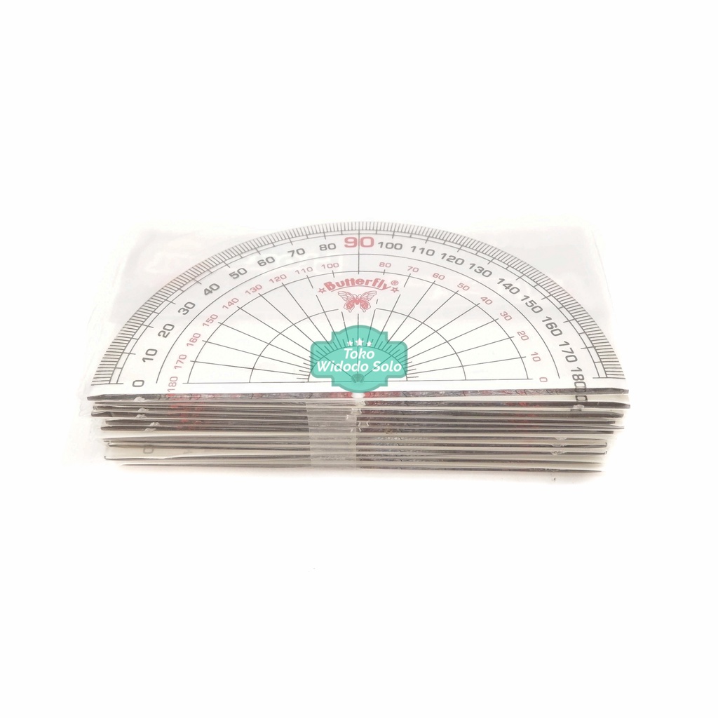 

Penggaris Busur Butterfly 12cm Tebal Protactor 180 Derajat 12 Buah