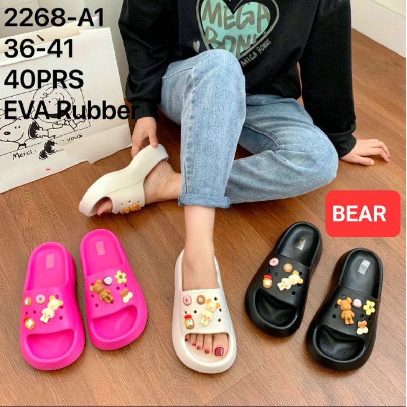 Sandal Fuji / Sandal Wanita Jelly Wedges Eva/ Selop Wedges Tebal variasi Jibbitz BALANCE 7002