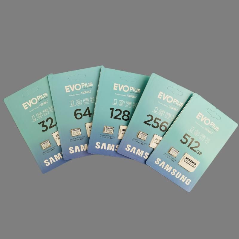 Samsung EVO PLUS MicroSDXC  Micro SD Card UHS-I Card Class 10 U3 4K Memory Card Kartu Memori 32GB/64GB/128GB/256GB/512GB Transfer higga 130MB/S SD TF Card With SD adapter