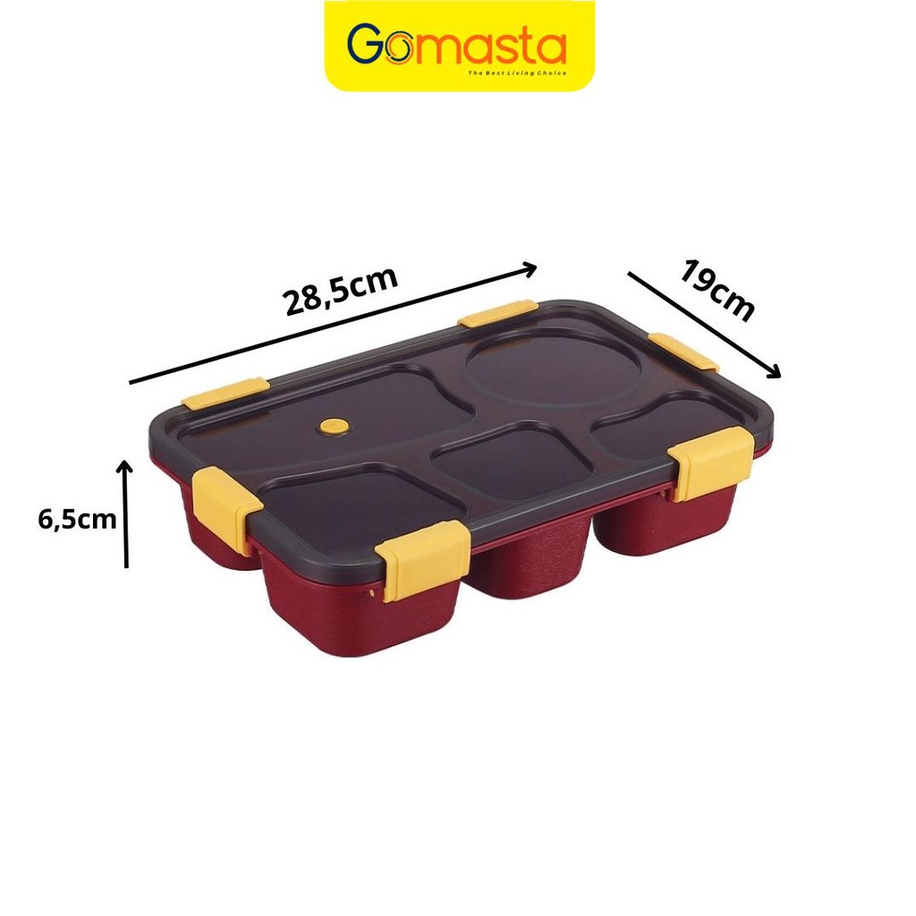 Murah Lebay GO-TB02-5 Lunch Box 5 Grid II Kotak Makan 5 Sekat Microwave Safe Anti Tumpah Anti Bocor