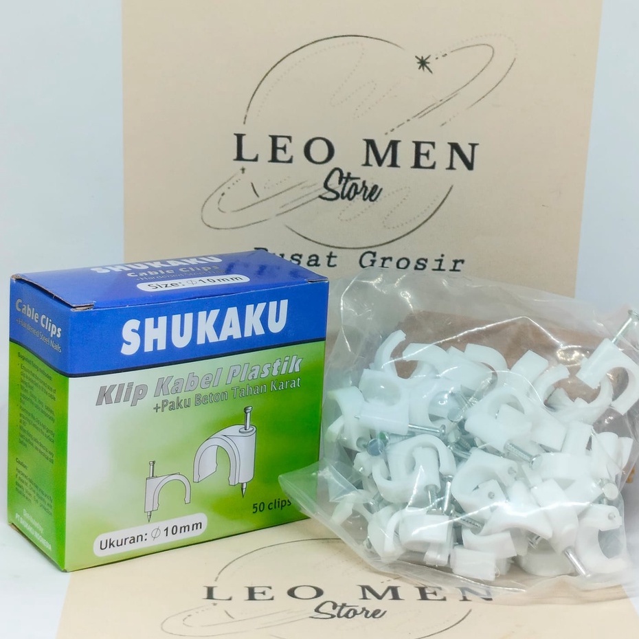 Klem Kabel 10 mm~Klem Kabel SHUKAKU 10 mm~Klem 10 mm~Paku Beton~SHUKAKU~PUTIH
