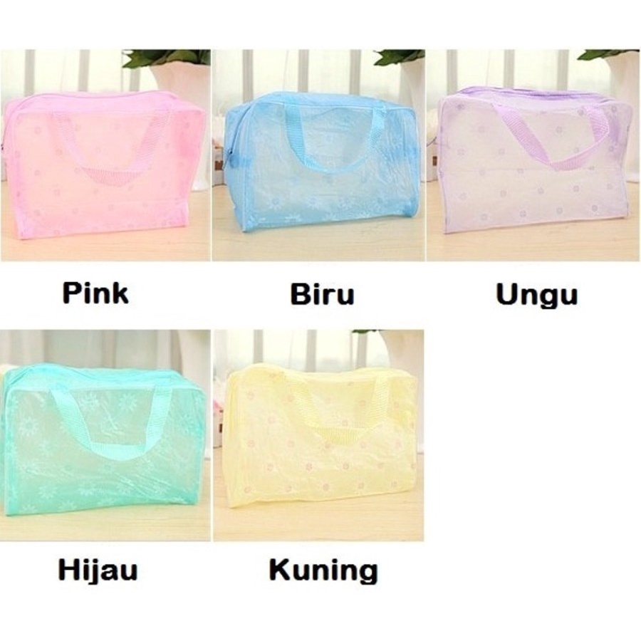 Tas Kosmetik Transparan Waterproof Make Up Storage Bag Travel Mandi On