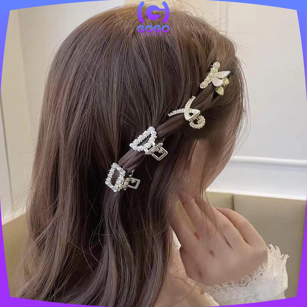 GOGO-C565 Jepit Rambut Alloy Korea Mini Jedai 2.5cm Mutiara Elegan / Jepit Rambut Poni Mutiara Permata / Jepitan Poni Elegan Hair Claw Clips