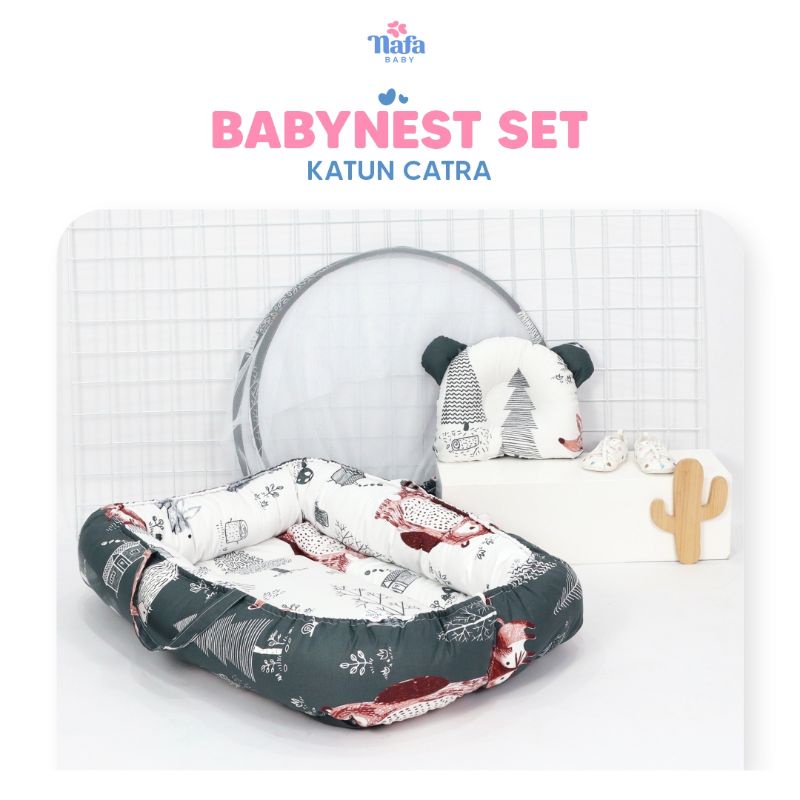 BABY NEST BOAT SET KATUN BANTAL KELAMBU/ TEMPAT TIDUR BAYI/ NAFA BABY