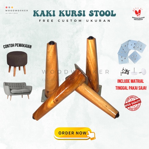 Woodworker Kaki Kursi Sofa Spring Bed Kayu Mahoni Free Plat Stool 10cm - 30cm