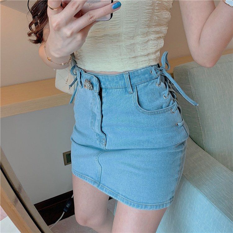 Rok jeans pendek wanita rok mini cewek seksi hot rok fashion dewasa rok korean style kekinian ootd