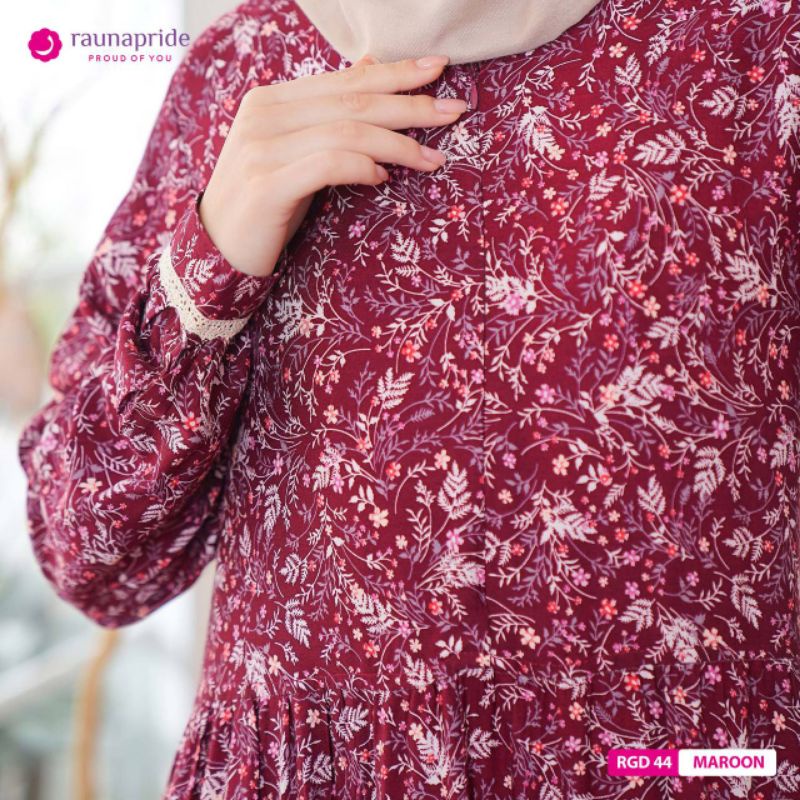 Gamis Rauna Terbaru RGD 44 / NAVVY MAROON / Gamis Dress Maxy / Fashion Muslim Rauna