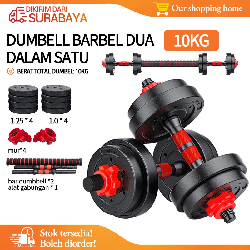 Dumbell Set PVC Peralatan Fitness Barbel Set 10 kg Dengan Perlindungan Lingkungan Gym Olahraga Rumah SURPABAYA