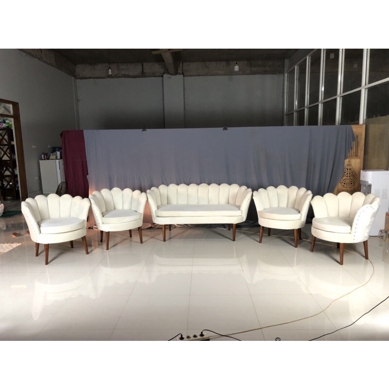 PRE ORDER SET KERANG BUNGKUS KAIN BLUDRU SOFA TAMU SOFA PELAMINAN SIAP PAKAI