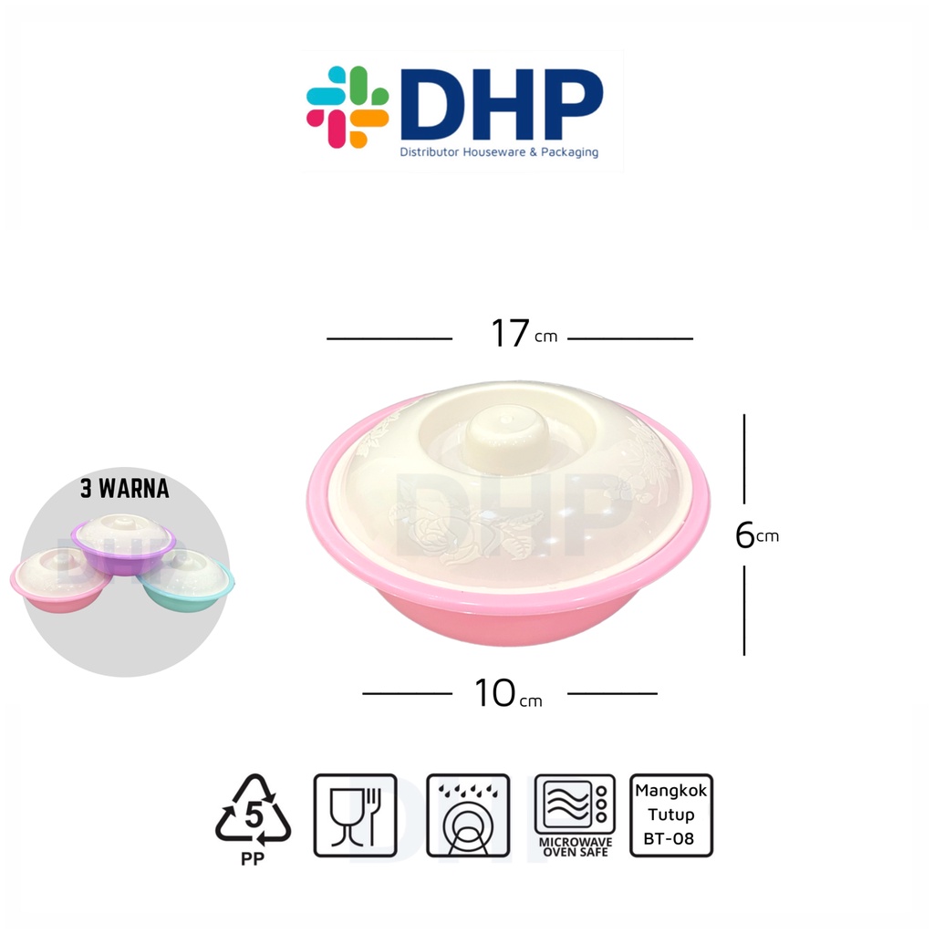 Mangkok Tutup (BT-08) BULAT  Wadah Saji Basi Tutup Tempat Sayur Penyimpanan Makanan Plastik