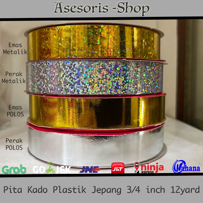 

Pita Kado Jepang | Pita Jepang POLOS | Pita Jepang Metalik 3/4" = 12yard (11meter)