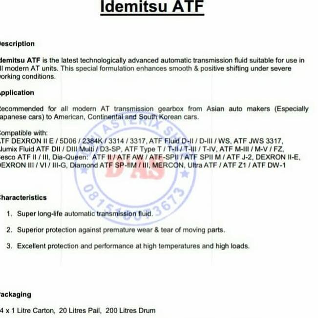 Oli Transmisi Mobil Matic ATF IDEMITSU