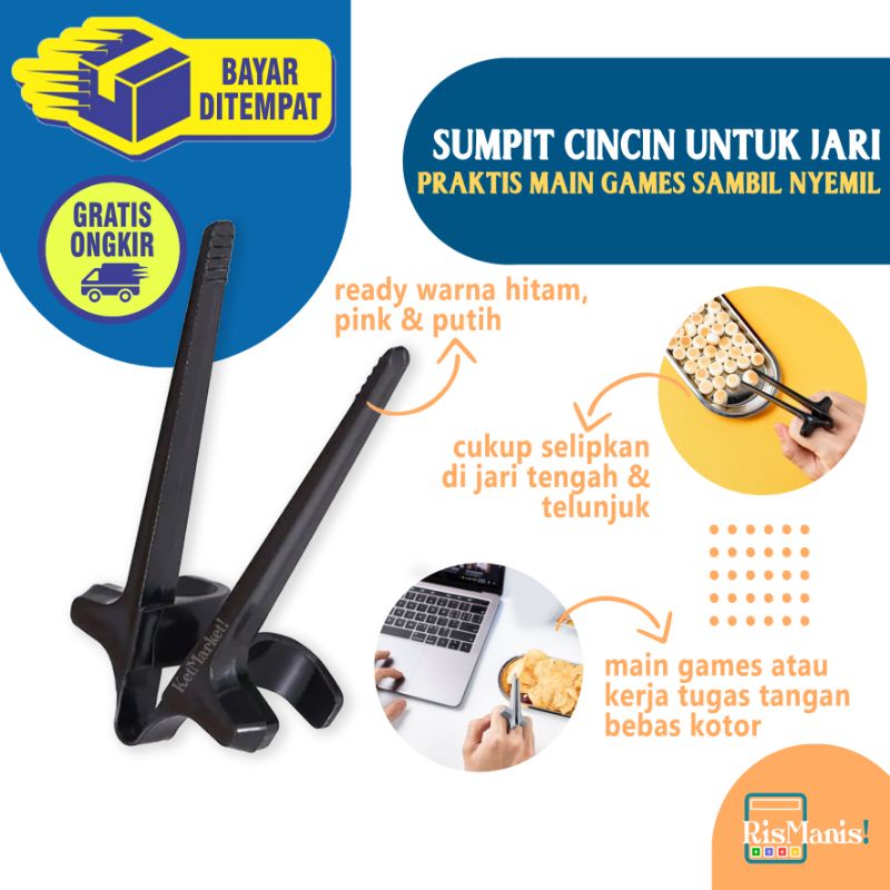 GAMING FINGER CHOPSTICKS - Lazy Rings Sumpit Cincin Jepit Jari Tengah Telunjuk Tangan Praktis Gamers Bebas Kotor Main Games Kerja Tugas Kualitas Food Grade