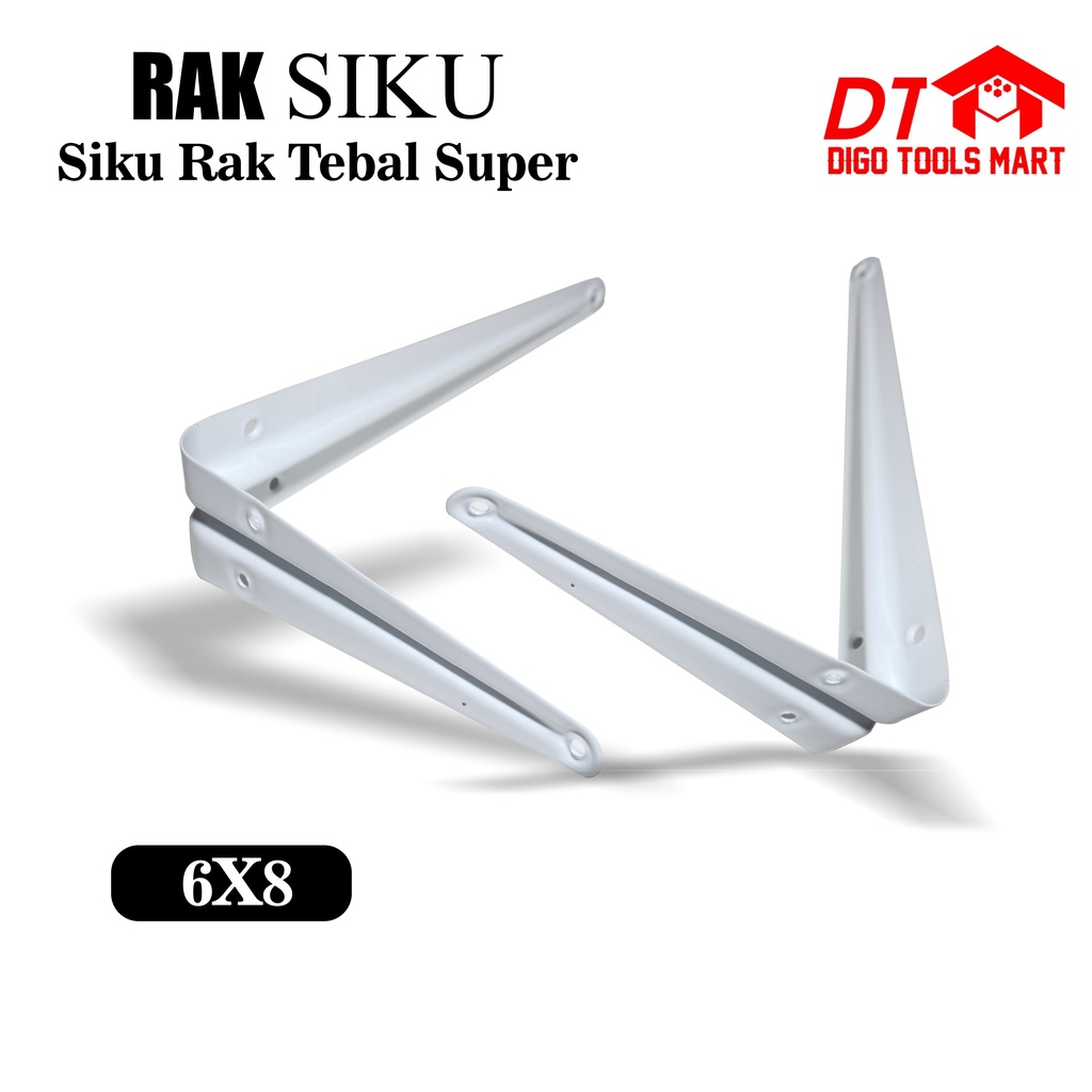 Siku Rak Tebal Putih 6x8 (2pcs) Ambalan Rak Kayu