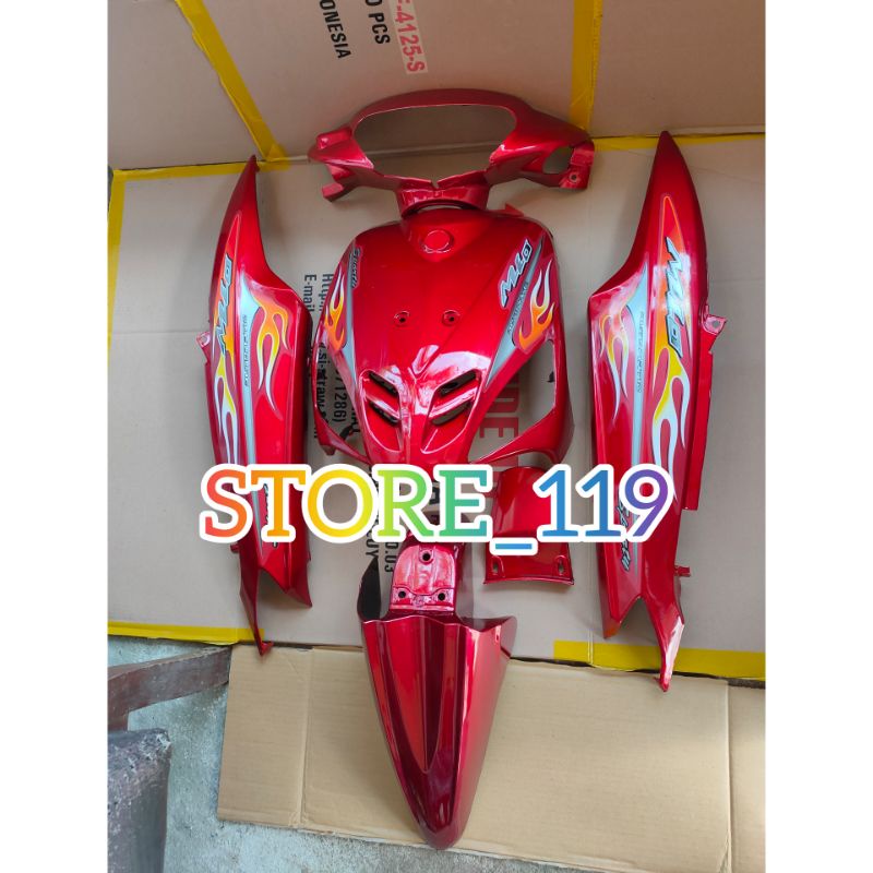BODY HALUS FULL SET MIO SPORTY MERAH MAROON PLUS STRIPING
