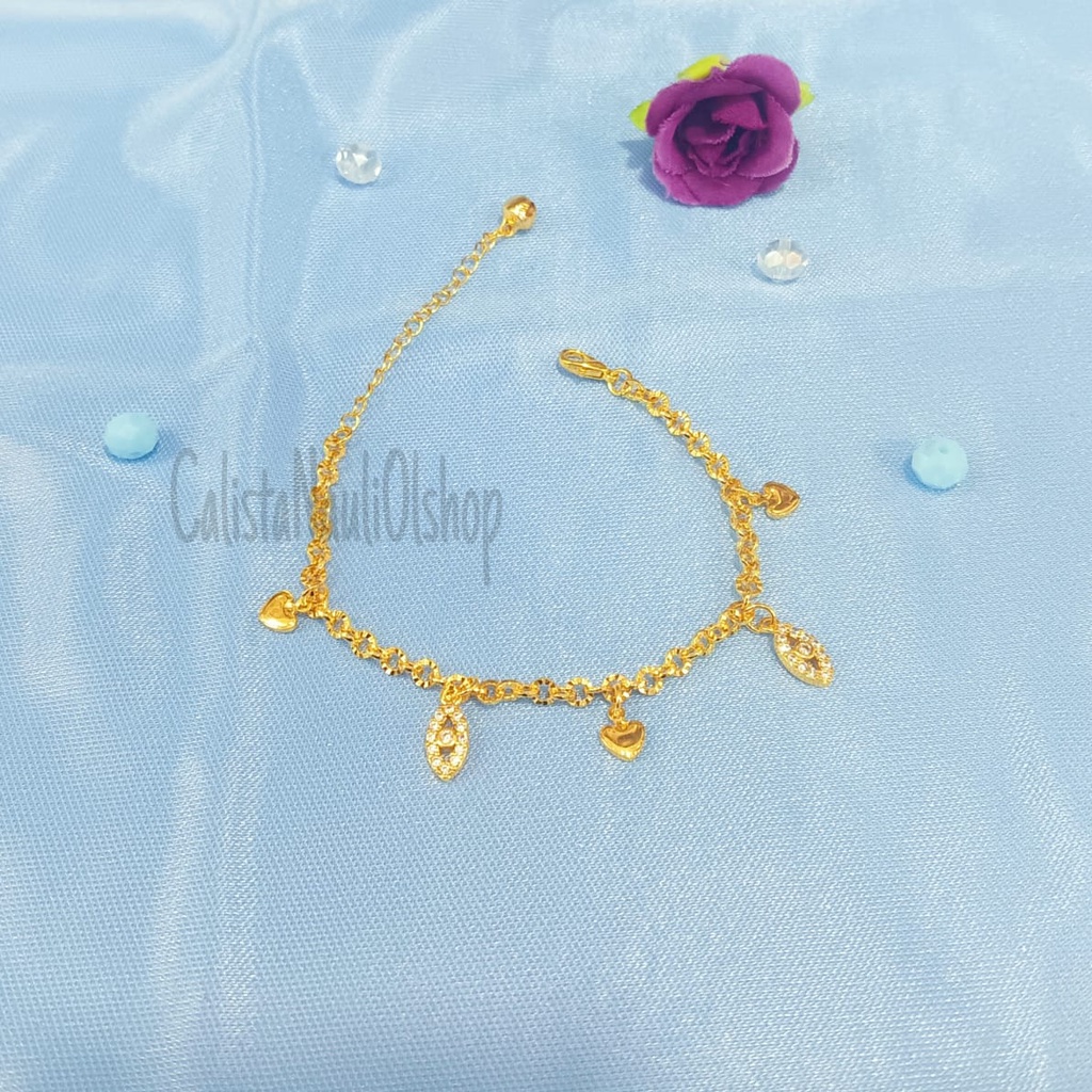 GELANG RANTAI JURAI ANAK FULL MATA  PERHIASAN EMAS KOREA ANTI KARAT DAN ANTI LUNTUR