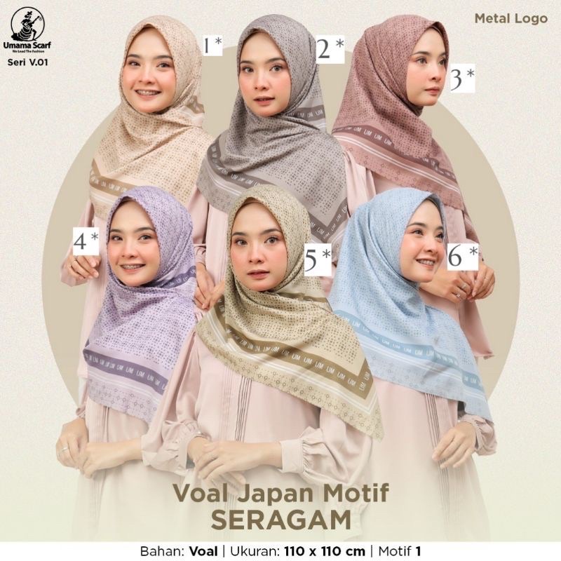 (PART 1) SEGIEMPAT VOAL JAPAN MOTIF METAL LOGO UMAMA SCARF
