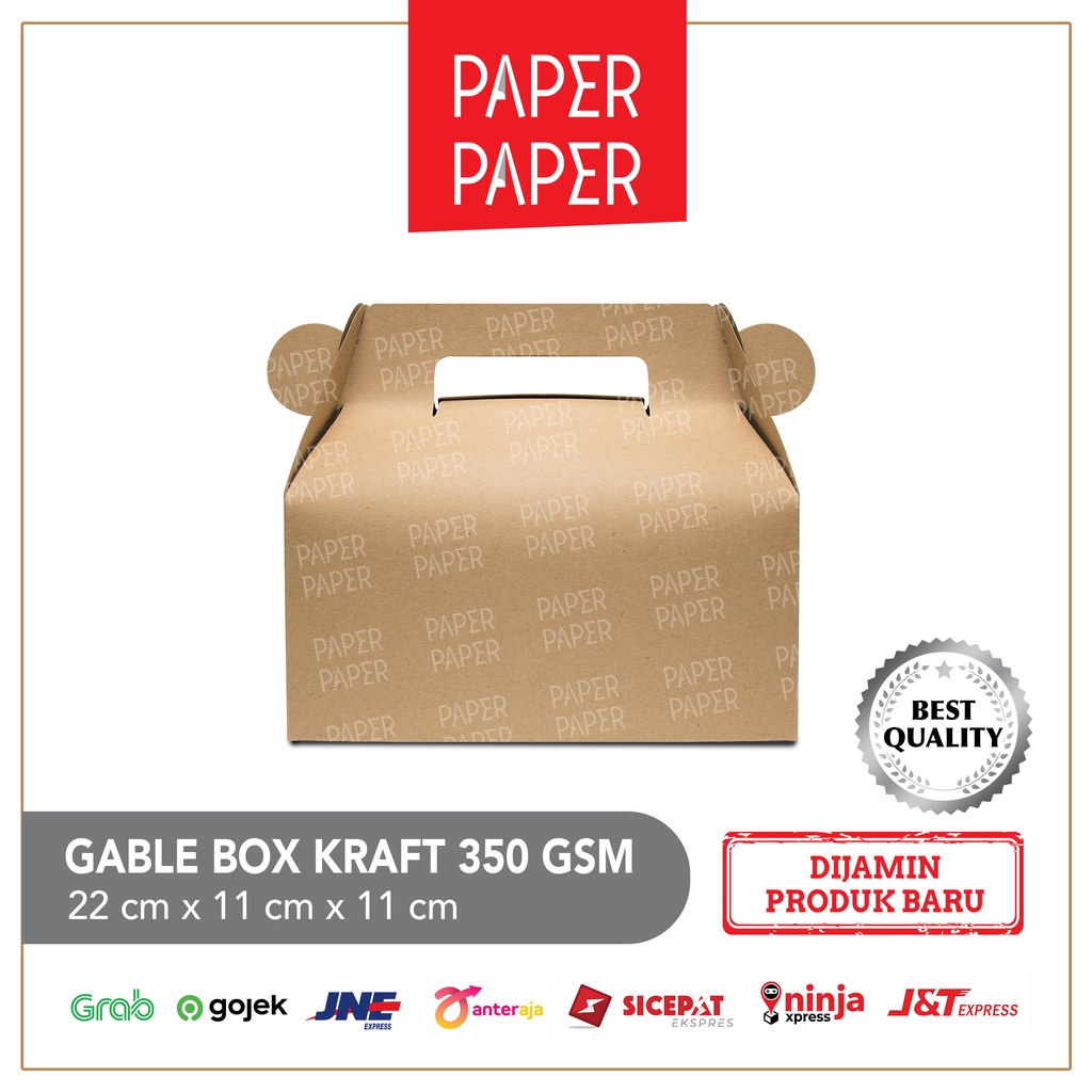 

Gable Box 22X11X11 - Kraft 350 gsm - Polos - Baru - Murah
