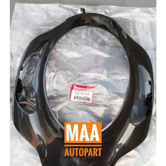 Cover Front Top Tameng Lampu Depan Scoopy K2F 2021 Hitam Abu Kilap Metalik Black Glossy 64301K2FN00Z