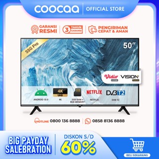 COOCAA TV 50 inch Android 10.0 - Digital TV - 4K UHD - Smart TV (COOCAA 50S5G PRO)