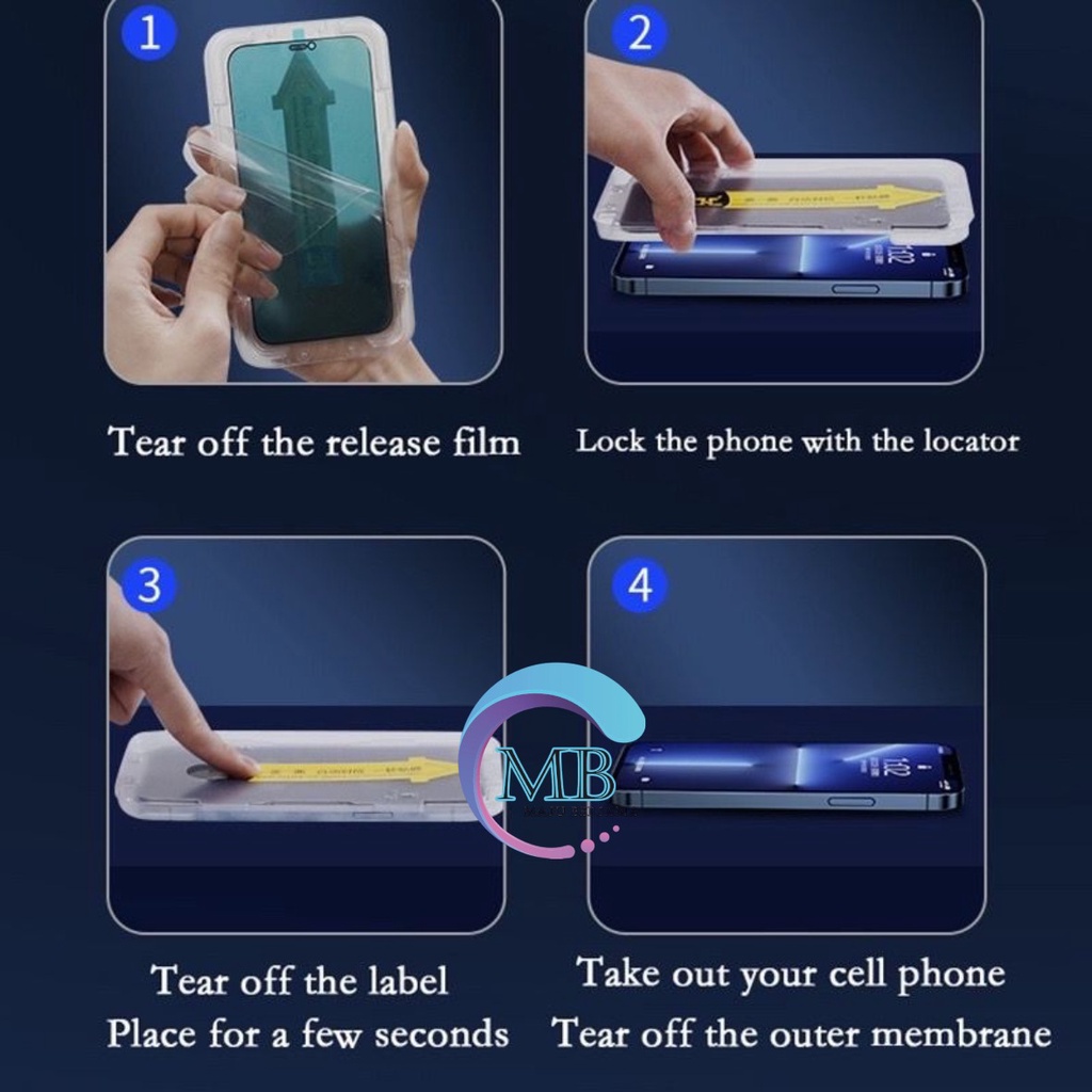 TEMPERED GLASS SUPERFIT IPHONE X XS XS MAX 11 12 13 14 PRO MAX PLUS SPY PRIVACY &amp; CLEAR BENING PEMASANGAN SANGAT GAMPANG CLEAR SPY MB4026