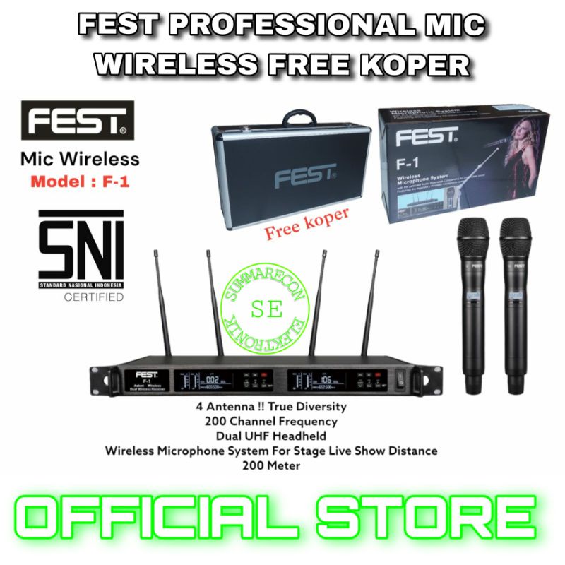 mic wireless original fest f1 microphone mic wireless mic karaoke free hardcase